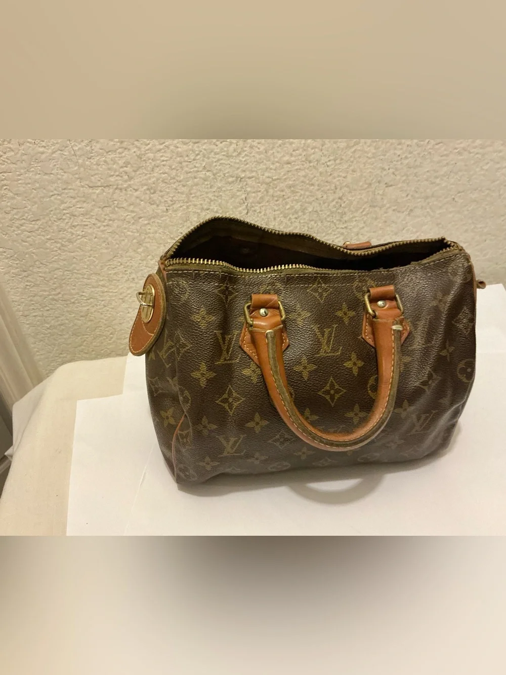 Vintage Louis Vuitton Monogram Canvas Satchel in Brown and Tan mini